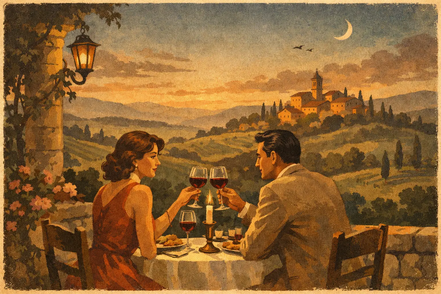 Romantic Dinner in Tuscany Hills