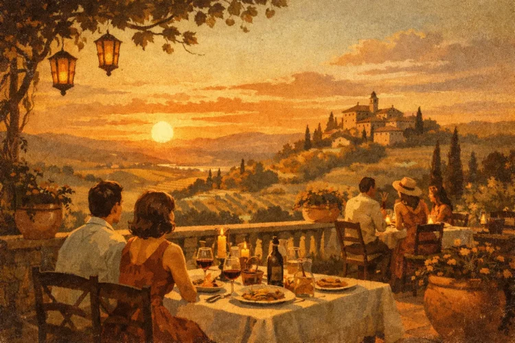 Best Sunset Dinner Terraces Tuscany
