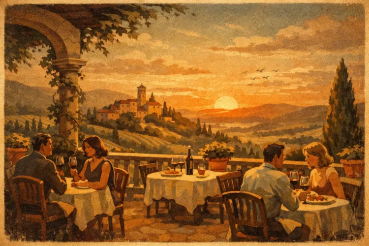 A Guide to Tuscan Terrace Dining at Sunset
